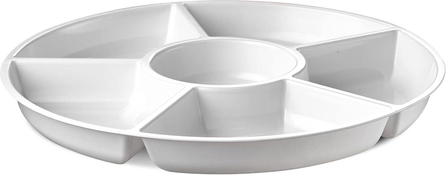 Plasticpro 6 Sectional Round Plastic Serving Tray/Platter (4, Clear)