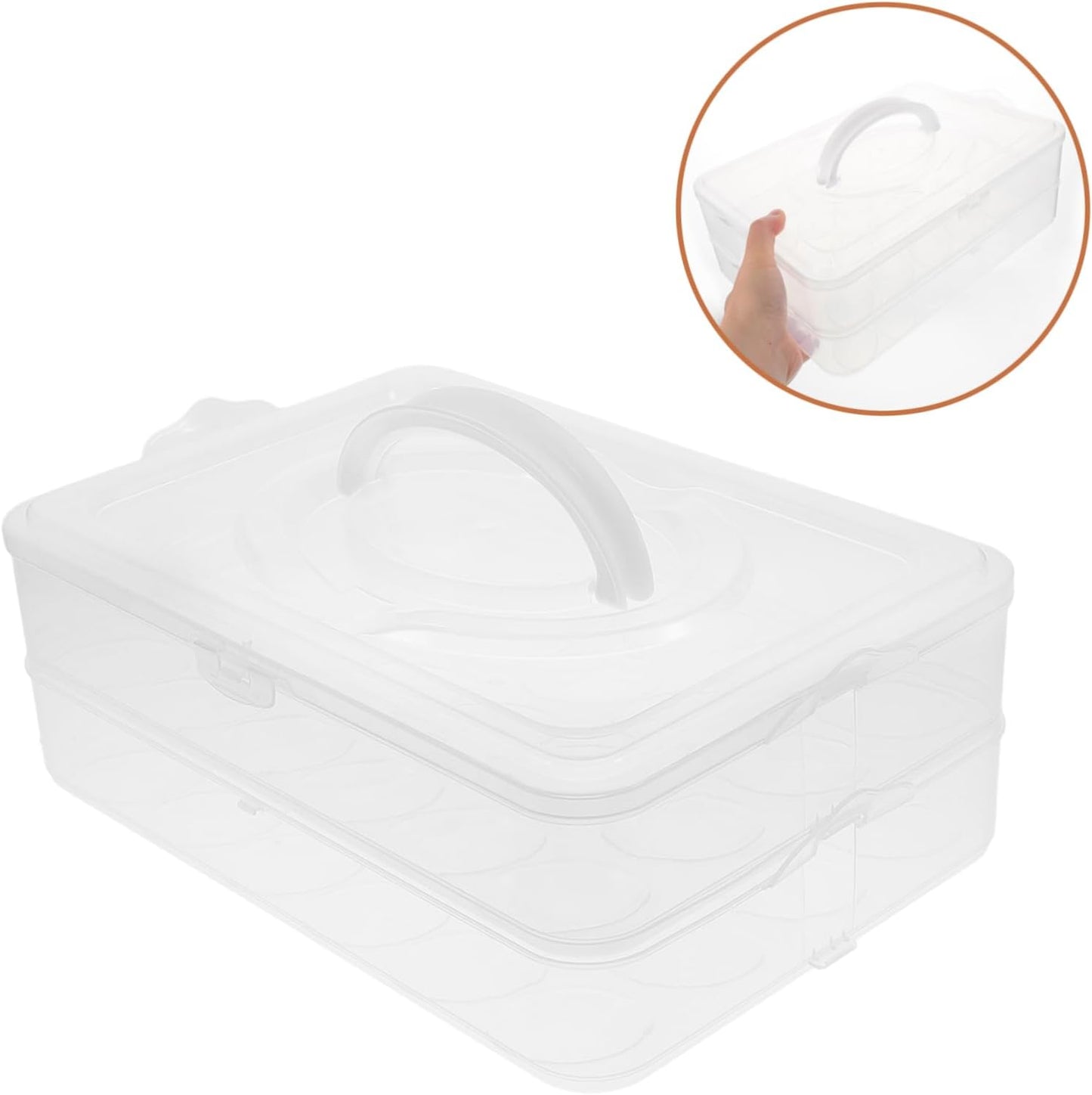 2layer Stackable Carrier with Lid Refrigerator Storage Box Portable and Secure Design for Parties and Kitchen Use Easy to Carry with Handle