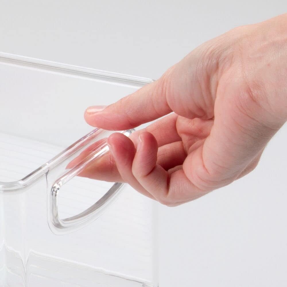 mDesign Plastic Kitchen Organizer - Storage Holder Bin with Handles for Pantry, Cupboard, Cabinet, Fridge/Freezer, Shelves, and Counter - Holds Canned Food, Snacks - 2 Pack - Clear