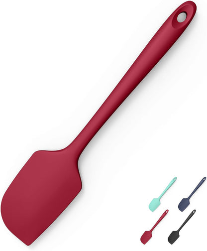 2-Piece Silicone Scraper & Spoon Spatulas: Doosu 600°F Heat Resistant Food Grade BPA Free Rubber Baking Flat Spatula Kitchen Cooking Spoonula for Mixing Scraping Folding Stirring Serving (Aqua Sky)