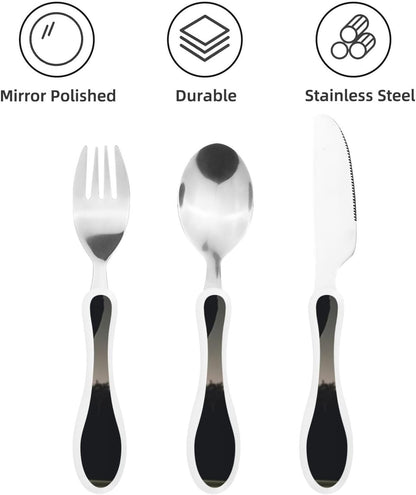 3-Piece Kids Silverware Set With Storage Case, Stainless Steel Reusable Children Safe Knife Spoon Fork Set Cute Kittens Children Flatware Set For Kids Lunch Box