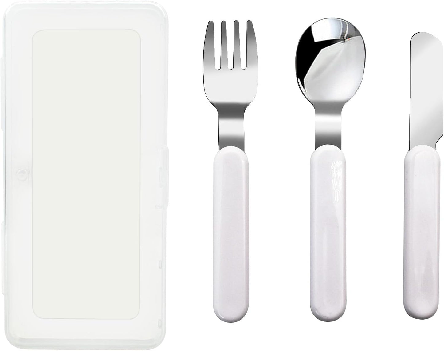 VANRA 2-Piece Children Fork And Spoon Set 18/10 Stainless Steel Child Flatware Set Kids Utensils Set with Case for Lunch Box