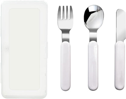 VANRA 2-Piece Children Fork And Spoon Set 18/10 Stainless Steel Child Flatware Set Kids Utensils Set with Case for Lunch Box