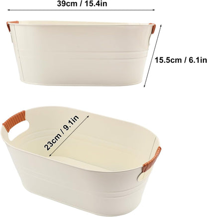 3 PCS 15.3 x 9 x 6 inches Black Metal Galvanized Tub with Handles, 3 Gallon Galvanized Beverage Tubs for Parties, Large Metal Drink Ice Buckets for Beer, Wine, Cocktails & Outdoor Events
