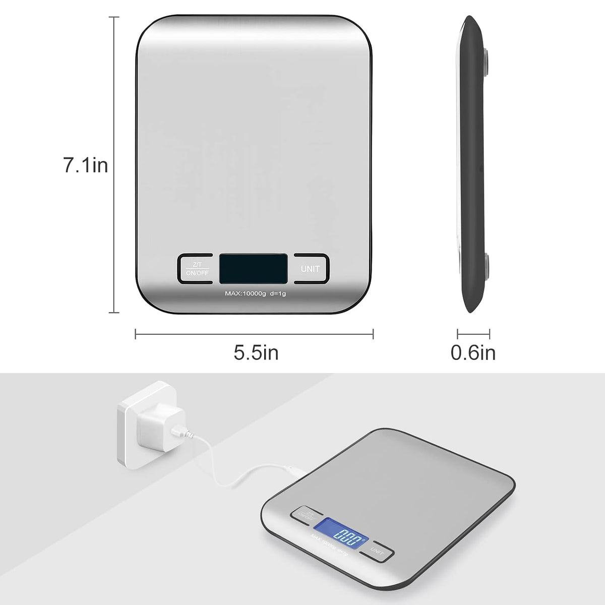 Digital Shipping Scale,Stainless Steel Panel, Accurate Portable Postal Scale for Packages, Small Business,Kitchen, Food, Handmade, Liquids, and Boutique (Rose Gold Battery(5kg/1g))