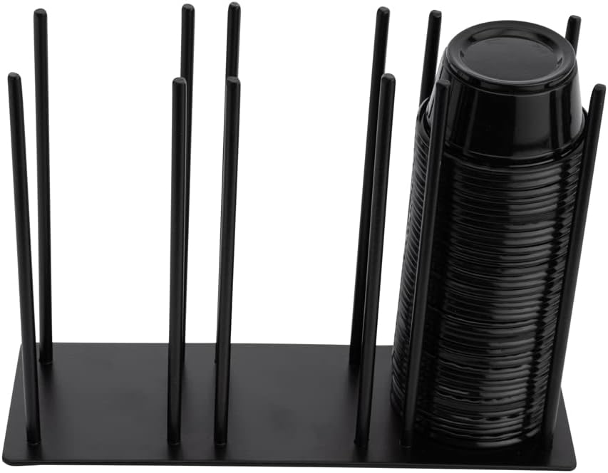RW Base Black Iron Horizontal Portion Cup / Lid Organizer - 3 Section - 8 1/4" x 3" x 6" - 1 count box