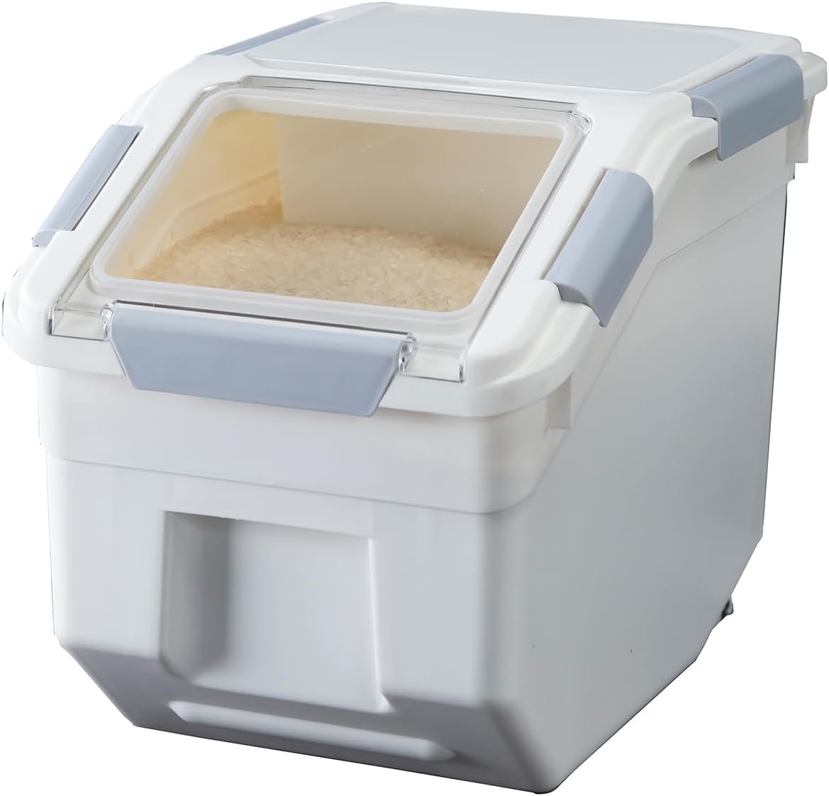 HANAMYA 33 Liter / 50 lbs Rice Storage Container with Measuring Cup, BPA free, For Rice | Grain | Pet Food | Flour, 2 count, White