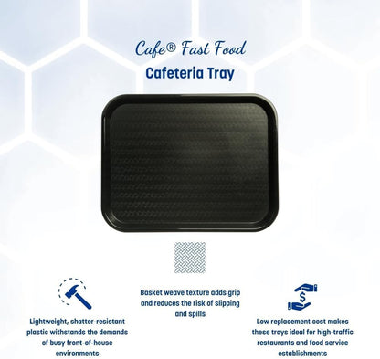Carlisle FoodService Products Café Cafeteria Tray, Fast Food Tray for Restaurant or Commercial Use, 14" x 18", 1 Count, Black