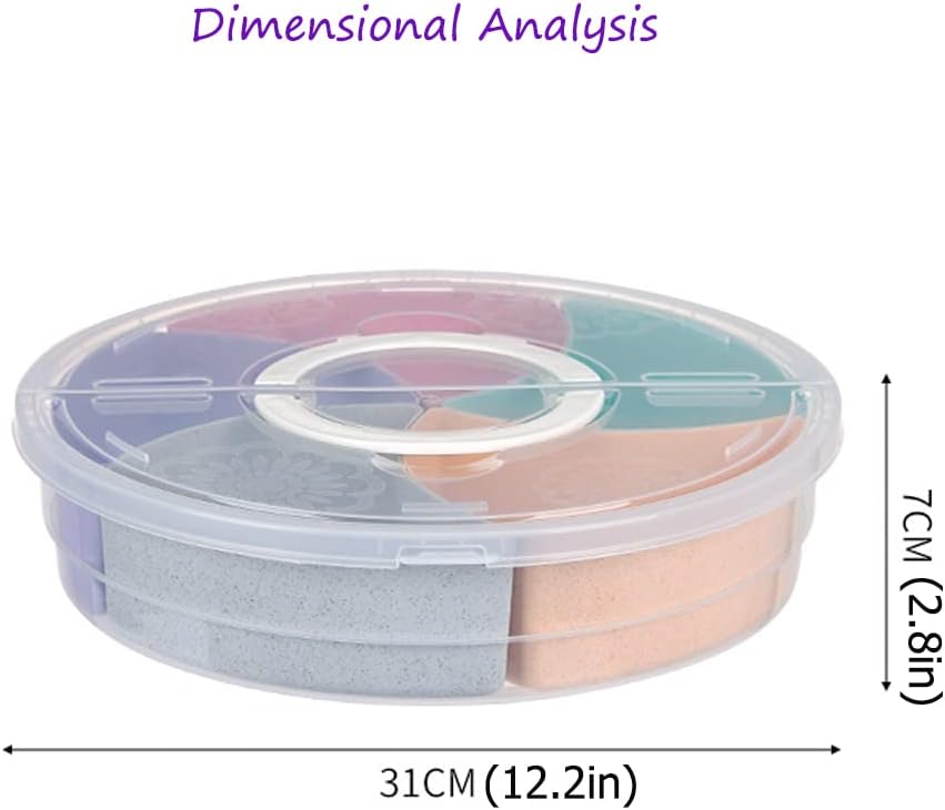 Circle Fruit Tray Separable Snacks Bowl Nut Food Candy Picnic Salad Storage Containers Plastic Platter Divided Serving Tray Portable 5 Compartments with Lid
