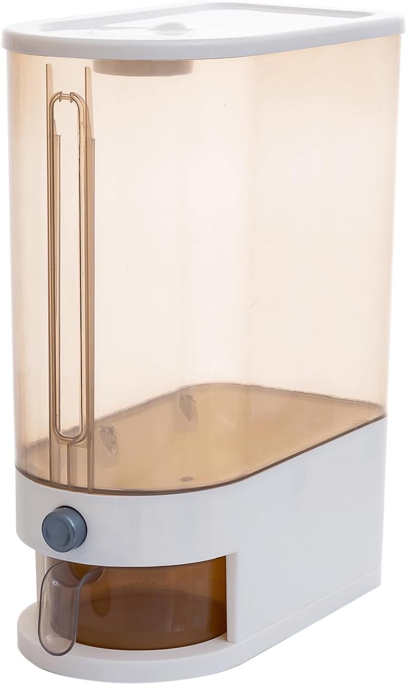 Gagee 11 Lbs Rice Dispenser, Clear | Grain Container Storage, With Lid, Measuring Cylinder, Moisture Proof, Household Cereal Dispenser Bucket