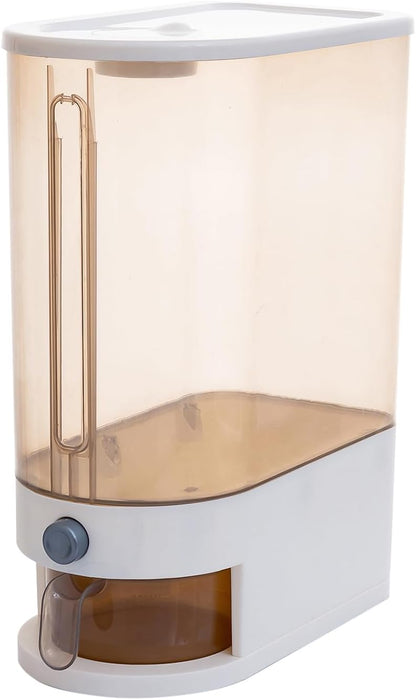 Gagee 11 Lbs Rice Dispenser, Clear | Grain Container Storage, With Lid, Measuring Cylinder, Moisture Proof, Household Cereal Dispenser Bucket