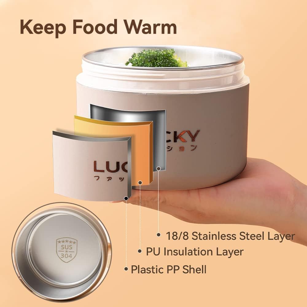 3 Compartments Bento Lunch box with Soup Bowl, Insulated Lunch Bag and Portable Utensils, Stainless Steel Camera Lunch Containers，Leak Proof Bento Box for Kids Adults Men Women…