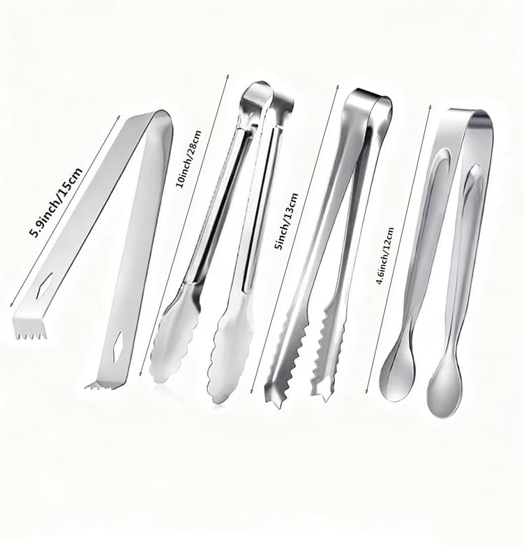 Stainless Steel Ice Scoop and Ice Tongs,Food Scoop Metal Ice Scooper&Buffet Clip for Home Bar Buffet Wedding Canisters, Easy Clean & Durable (gold)