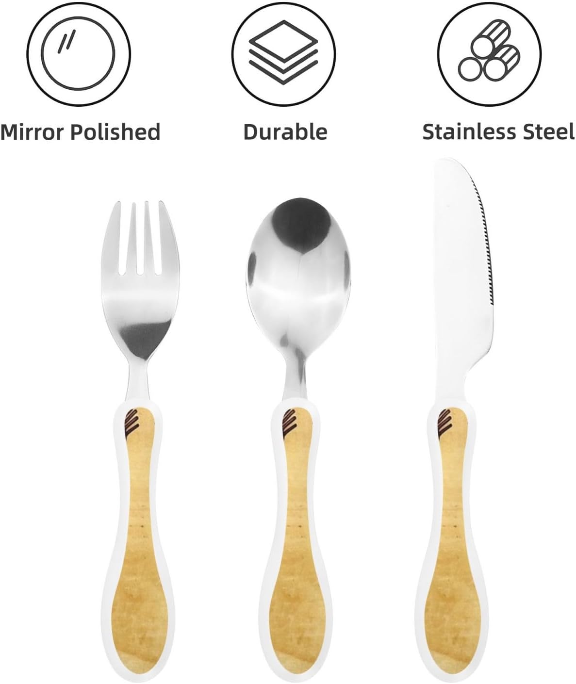 3-Piece Kids Silverware Set With Storage Case, Stainless Steel Reusable Children Safe Knife Spoon Fork Set Tropical Sunset Seaside Children Flatware Set For Kids Lunch Box