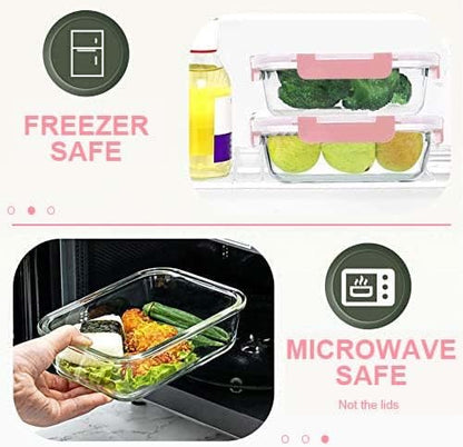 30 Pieces Glass Food Storage Containers, Meal Prep Set with Snap Locking Lids, Airtight lunch Containers, BPA-Free, Microwave, Oven, Freezer & Dishwasher Friendly,Blue