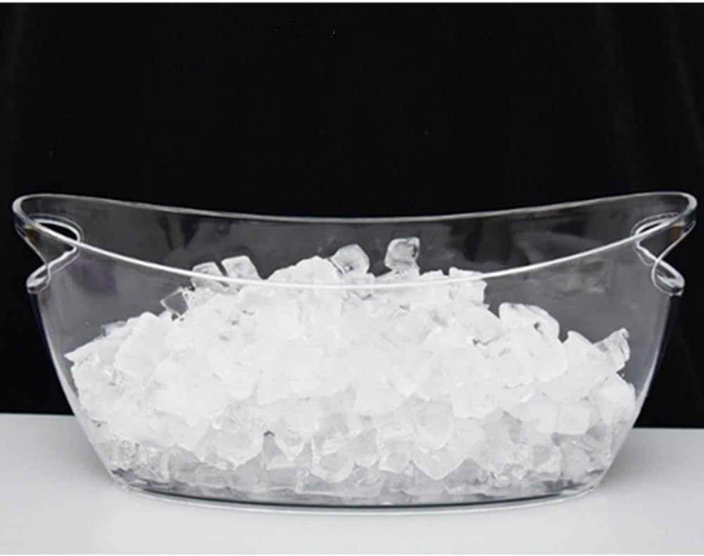 OUKEYI Ice Buckets for Parties, 5.5 Liter Large Clear Acrylic Food Grade Ice Bucket, Mimosa Bar Supplies Beverage Tub for Champagne Beer Sparkling Wine Cocktails, 16.9, Transparent, OUKEYI-100894