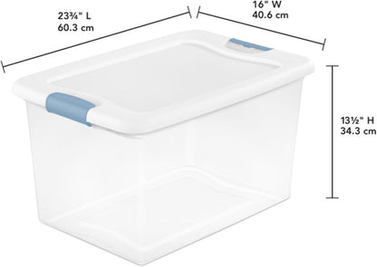 Sterilite 6-Pack Latching Box, Under Bed Storage Bins with Lids, Clear Plastic, 25 Quart - Heavy-Duty Organizing Containers for Closet, Bathroom, and Office