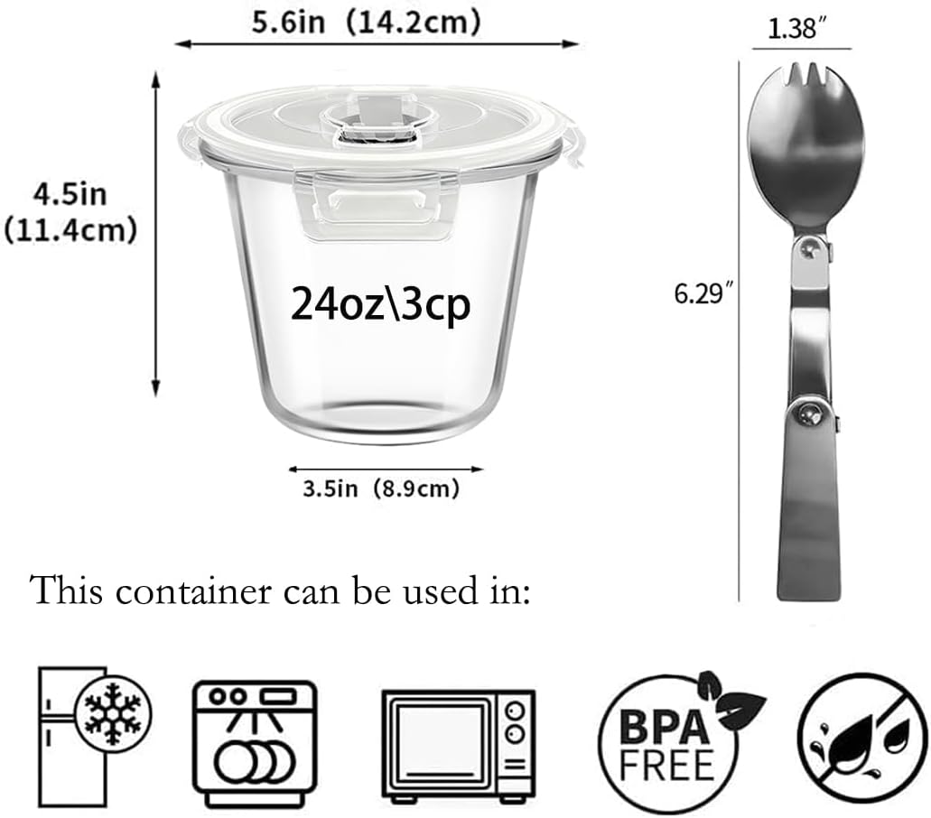 H.JSS WDJS 3Cup Round Glass Food Storage Containers with Airtight lids, 23oz Glass Meal Prep Containers, Heat-Resistant BPA-Free for Soup Leftover, Microwave, Dishwasher and Fridge Safe (white-4Pack)