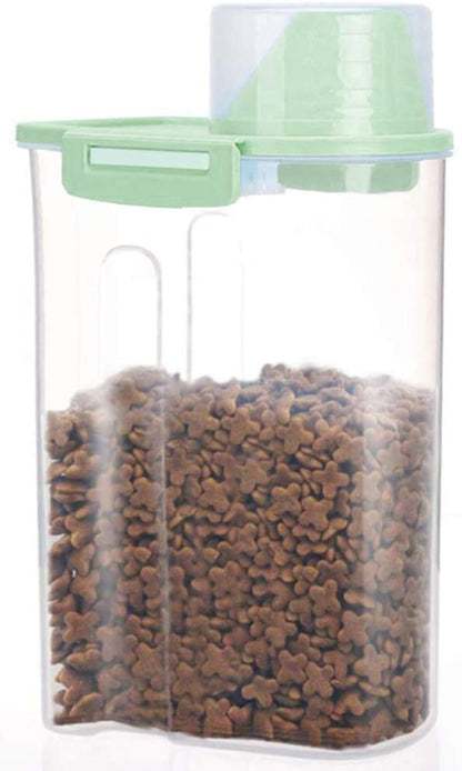 Pet Food Storage Container with Measuring Cup, Pour Spout and Seal Buckles Food Dispenser for Dogs Cats (Purple)