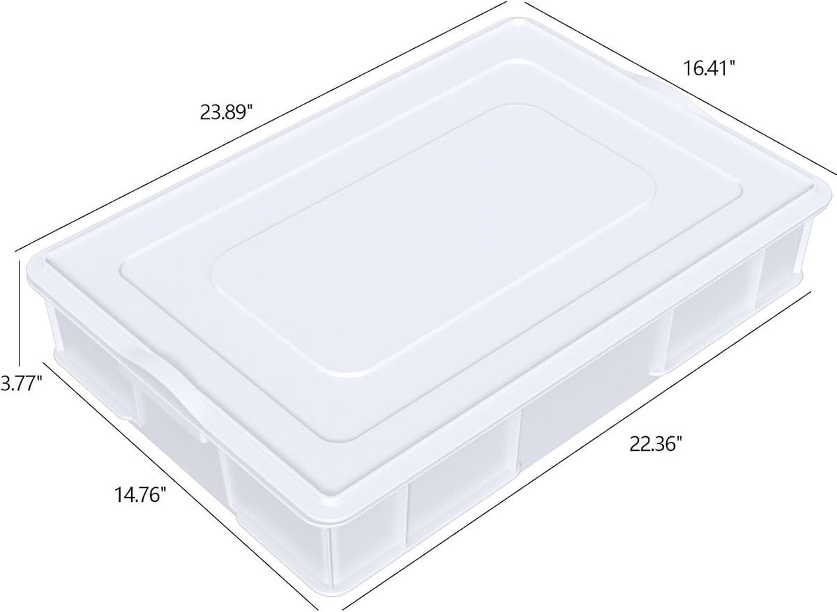 4-Pack Plastic Commercial Pizza Dough Proofing Box with Lid, White