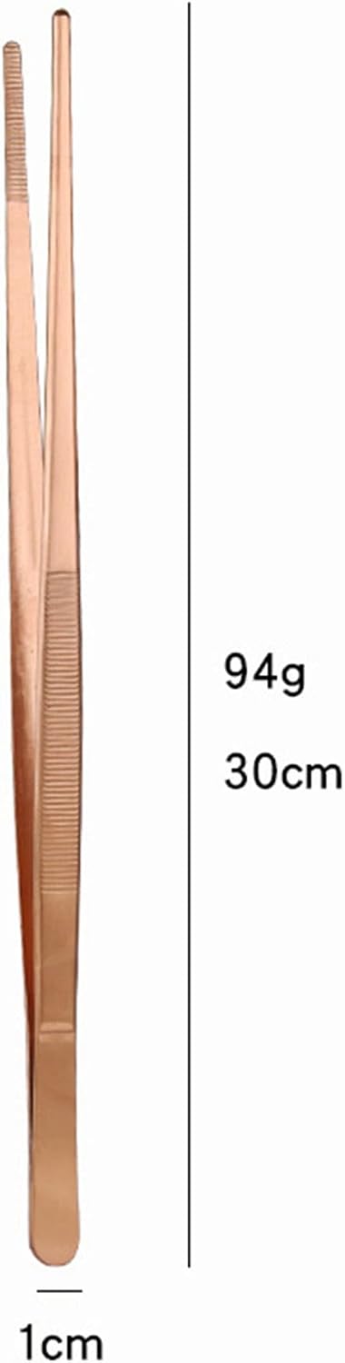 4 Pcs Stainless Steel Kitchen Chef Cooking Tweezers Precision Tongs Drawing Spoons Offset Spatula Set for Professional Chef Food Culinary Plating Decorating (Rose Golden)