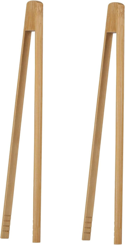 I-MART 2 Pack 12-Inch Bamboo Toaster Tongs, Wooden Toast Tongs for Cooking, Reusable and Safe Bamboo Kitchen Utensils for Bread, Bacon, Muffins, Bagels