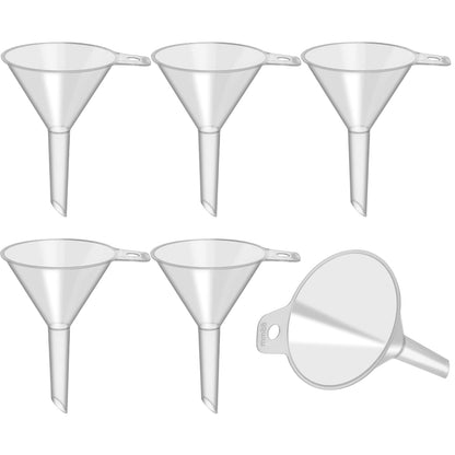 6 Pack Small Plastic Funnel for Filling Bottles,2.56 Inch Clear Wide Mouth Plastic Funnel for Filling Water Powder Essential Oils, Perfume,Kitchen Bath Garage Use (Wide Mouth)