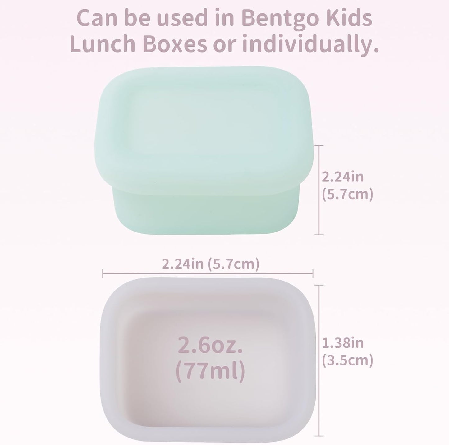 MICEBAY 2-Pack Leak-Proof Salad Dressing Container To Go, Food Grade Silicone Sauce Containers for Bentgo Lunch Box, Reusable Condiment Cups with Lids for Small Snacks - 2.6 oz (Sky Blue & Black)