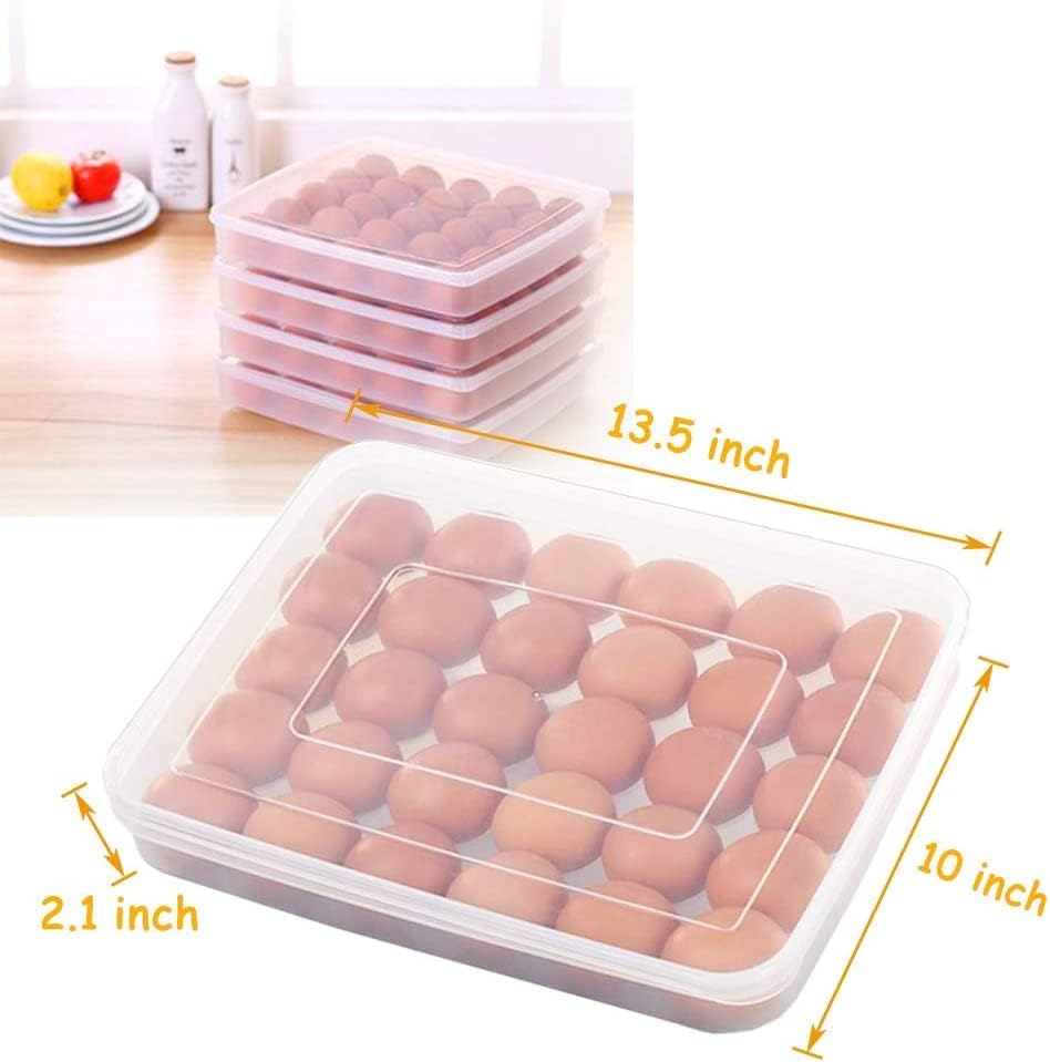 Covered Egg Holder for Refrigerator,30 Deviled Egg Tray with Lid,Plastic Egg Containers,Fridge Egg Dispenser Egg Storage Box