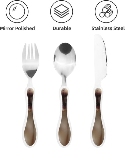 3-Piece Kids Silverware Set With Storage Case, Stainless Steel Reusable Children Safe Knife Spoon Fork Set Sugar Skulls Children Flatware Set For Kids Lunch Box