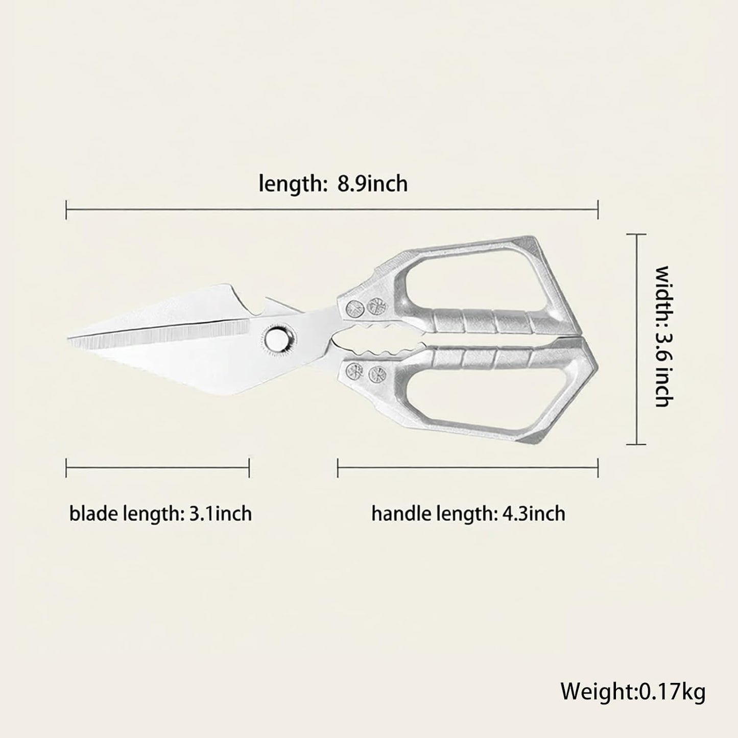 Scissors all Purpose, Stainless Steel Heavy Duty Kitchen Shears, Meat Scissors Heavy Duty Sharp Shears, Poultry Shears Bone Cutting (Sliver)