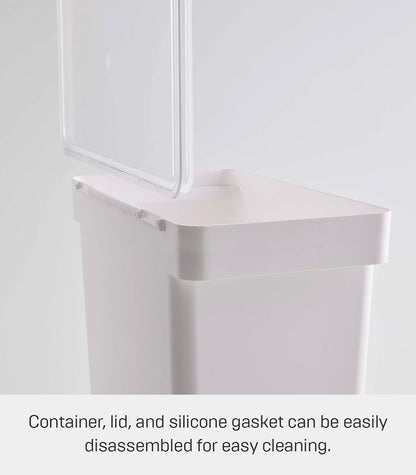 YAMAZAKI Home Tower Airtight Pet Food Storage Container - Cat And Dog Food Holder Bin With Transparent Lid And Handle - Extra Large - Polypropylene - 6.6 Gallons, 25 Liters