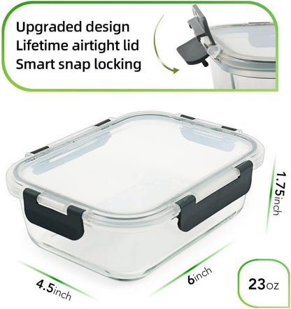 DAS TRUST 10 Pack Glass Meal Prep Containers Meal Prep Bowls Food Storage Containers Glass Food Prep Containers with Lids Lunch Container for Adults Lunch Box Bento Boxes