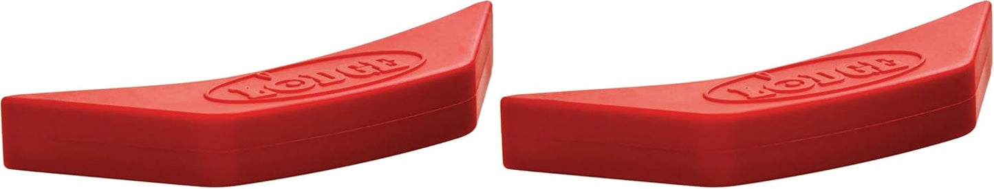 Lodge Silicone Assist Handle Holder - Dishwasher Safe Hot Handle Holder Designed for Traditional Lodge Cast Iron Dual Handle Products - Reusable Heat Protection Up to 450° - Red