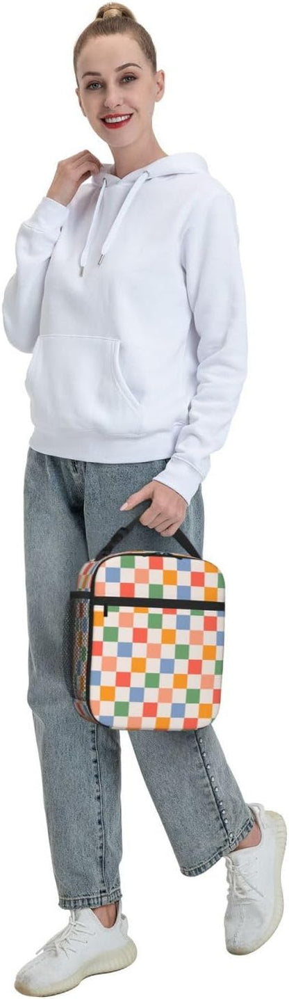 70s Retro Mushroom Floral Insulated Lunch Bag Reusable Cooler Lunch Box Portable Leakproof Thermal Container Tote Bags for Girls Boys School Travel