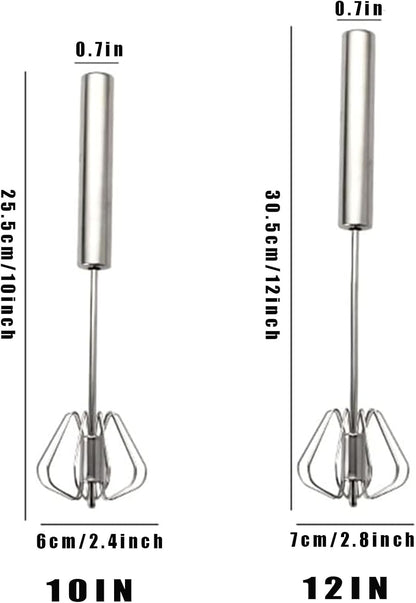 Digead Stainless Steel Egg Whisk, Hand Push Rotary Whisk Blender, Versatile Milk Frother, Hand Push Mixer Stirrer for Blending, Whisking, Beating & Stirring (12in)