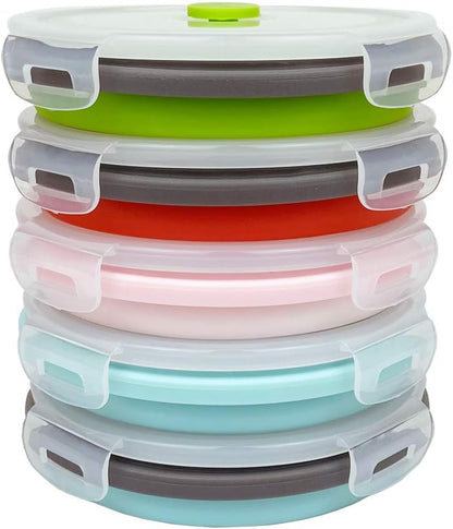 CARTINTS Silicone Collapsible Food Storage Containers-Prep/Storage Bowls with Lids - Set of 3 Square Silicone Lunch Containers - Microwave, Dishwasher and Freezer Safe (blue)