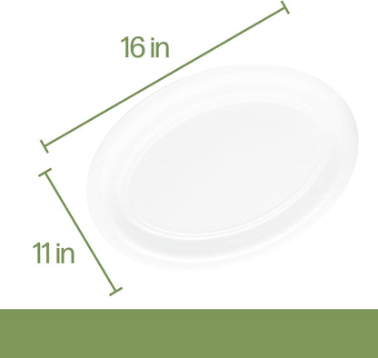 PLASTICPRO Plastic Oval Serving Trays - Serving Platters Oval 11 X 16 Disposable Party Dish Crystal Clear Pack of 4