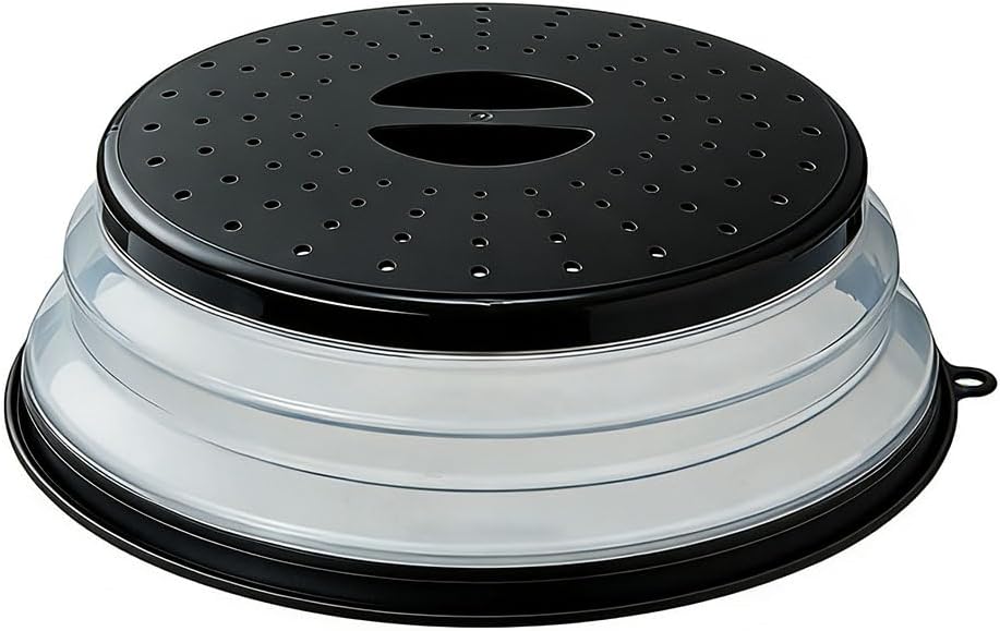 Collapsible Microwave Splatter Cover, 10.5 Inch, Dishwasher-safe, Microwave Plate Cover With Steam Vent，BPA-Free Silicone & Plastic (gray)