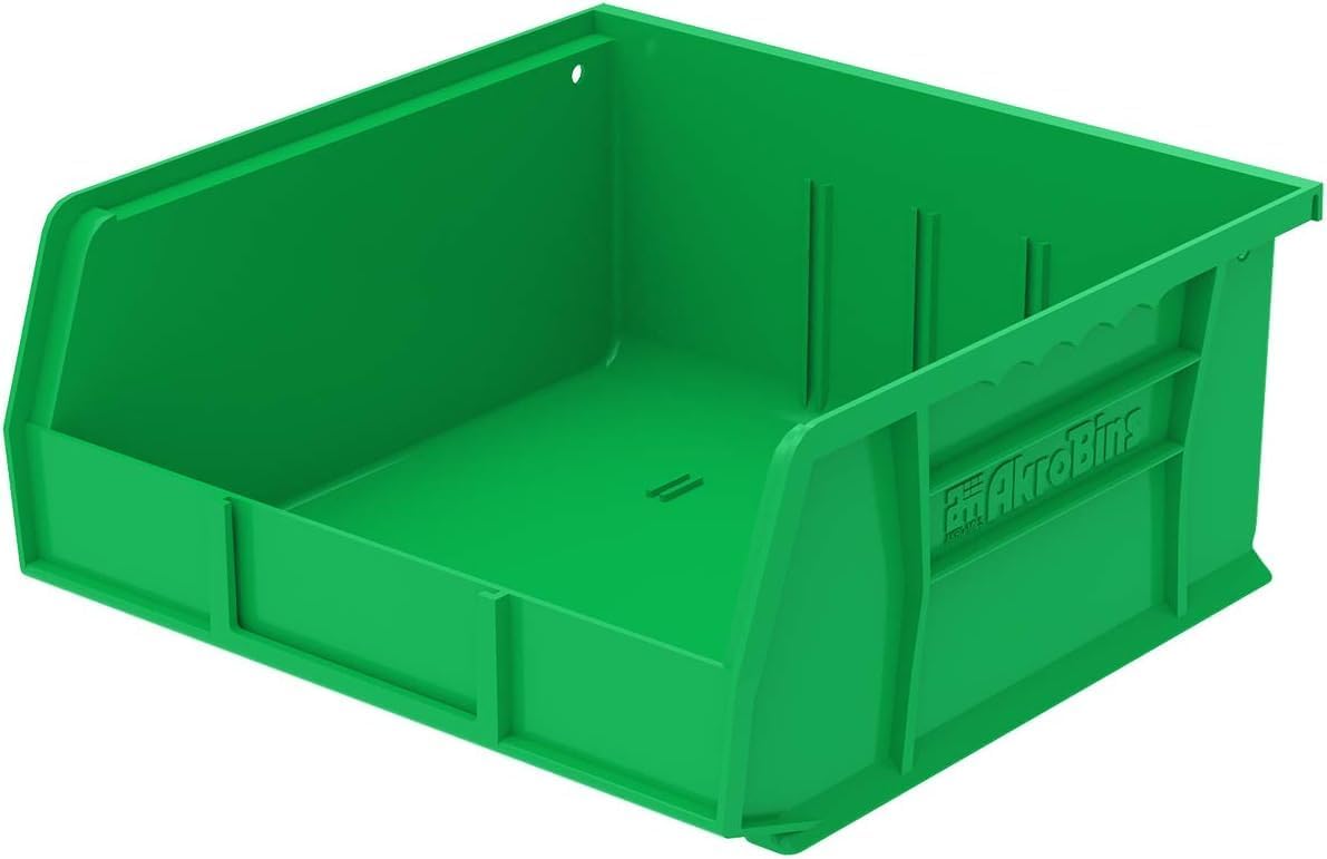 Akro-Mils 30235 AkroBins Plastic Storage Bins, Space-Saving Stackable Bins for Garage, Pantry, Craft Organization, 11" x 11" x 5", Clear, 6-Pack