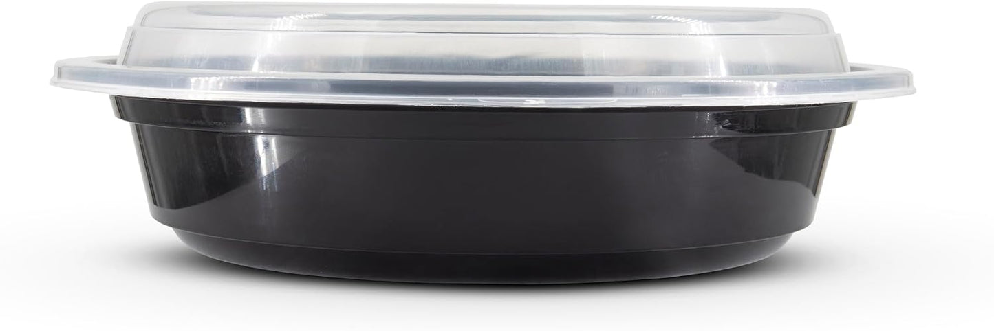 Reusable Round To-Go Food Meal Prep Storage Containers with Leak Proof Snap Lids (10, 48oz)
