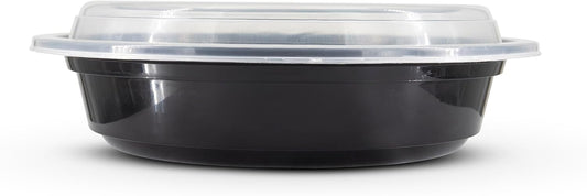 Reusable Round To-Go Food Meal Prep Storage Containers with Leak Proof Snap Lids (10, 48oz)