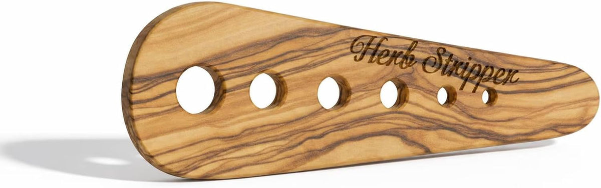 Handmade Olive Wood Herb Stripper, Natural Wood Kitchen Tool for Fresh Herbs