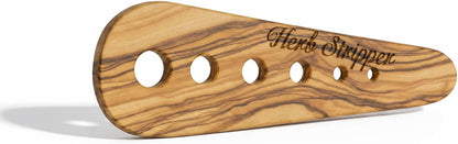 Handmade Olive Wood Herb Stripper, Natural Wood Kitchen Tool for Fresh Herbs