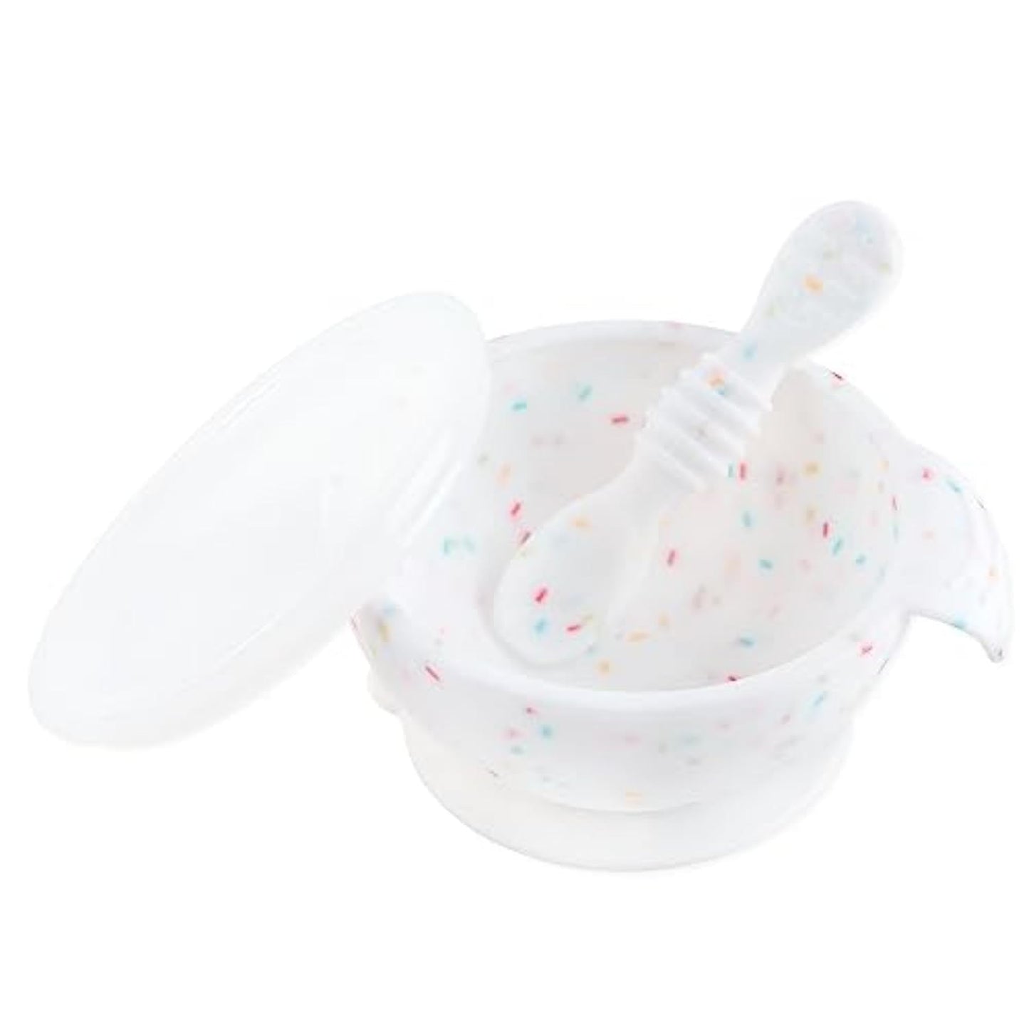 Bumkins Baby Bowl, Silicone Feeding Set with Suction for Baby and Toddler, Includes Spoon and Lid, First Feeding Set, Training Essentials for Baby Led Weaning for Babies 4 Months Up, Sage