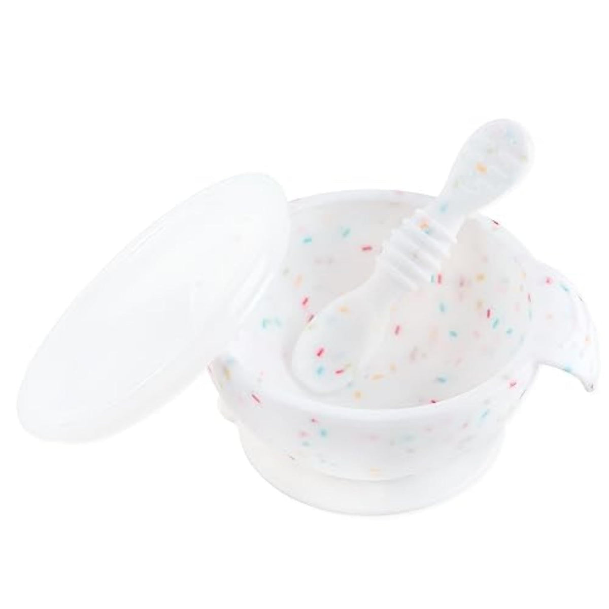 Bumkins Baby Bowl, Silicone Feeding Set with Suction for Baby and Toddler, Includes Spoon and Lid, First Feeding Set, Training Essentials for Baby Led Weaning for Babies 4 Months Up, Sage