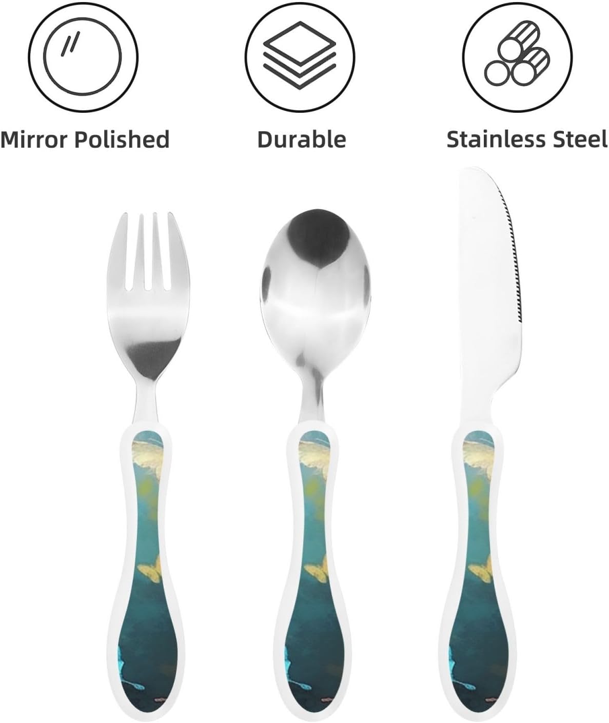 3-Piece Kids Silverware Set With Storage Case, Stainless Steel Reusable Children Safe Knife Spoon Fork Set Candy Children Flatware Set For Kids Lunch Box