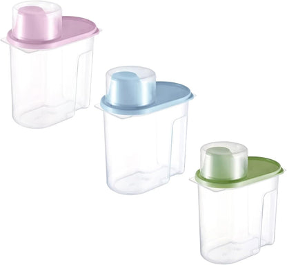3pcs Rice Storage Bin, 1.9L Cereal Storage Container Food Airtight Container with Pouring Spout abd Measuring Cup for Oatmeal, Grain, Pasta, Flour, Dog Cat Food Canister(Pink&Blue&Green)