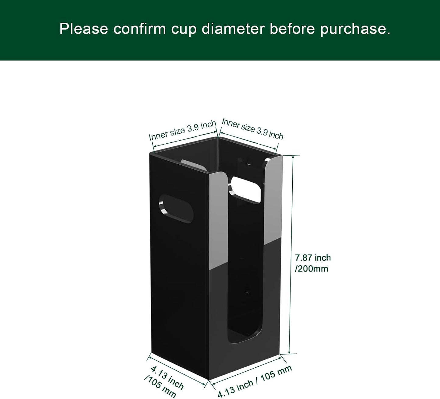Disposable Coffee Cup Dispenser with Handles, Countertop or Wall Mount Hot/Cold Drink Cup and Lid Holder - Bathroom/Kitchen/Office Acrylic Cup Lid Storage Organizer (1 Compartment, Clear)