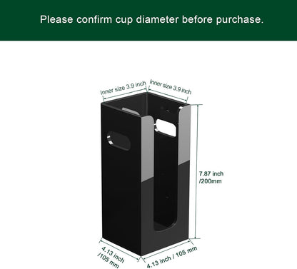 Disposable Coffee Cup Dispenser with Handles, Countertop or Wall Mount Hot/Cold Drink Cup and Lid Holder - Bathroom/Kitchen/Office Acrylic Cup Lid Storage Organizer (1 Compartment, Clear)